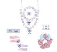 Set de beauté pour enfant Stitch - Multicolore - Comprend 6 chouchous en tissu, 4 pinces à cheveux, 2 colliers, une bague et des autocollants - Produit original conçu en Espagne