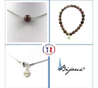 Set de bijoux Bracelet Collier 1 perle de rubis de Mogok, Birmanie, Myanmar 8 mm chaîne en acier inoxydable