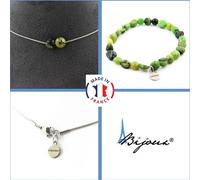 Set de bijoux Bracelet Collier 2 perles de jade-nephrite de Xiuyan Chine Chaîne en acier inoxydable