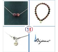 Set de bijoux Bracelet Collier 2 perles de rubis de Mogok, Birmanie, Myanmar 8 mm chaîne en acier inoxydable