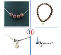 Set de bijoux Bracelet Collier 4 perles de rubis de Mogok, Birmanie, Myanmar 8 mm chaîne en acier inoxydable