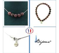Set de bijoux Bracelet Collier 5 perles de rubis de Mogok, Birmanie, Myanmar 8 mm chaîne en acier inoxydable