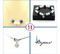 Set de bijoux Bracelet Collier Perles bleu clair œil de tigre + 8 mm de chaîne en acier inoxydable pierre de lune