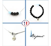 Set de bijoux Bracelet Collier Perles d'onyx noires mates 8 mm + Chaîne d'aigue-marine brésilienne en acier inoxydable