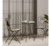 Set de bistro mosaïqué table et 2 chaises terre cuite/blanc de jardin vidaXL