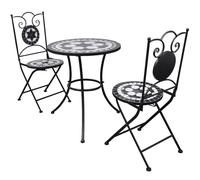 Vidaxl Ensemble De Bistro Mosaïque Noir Et Blanc Fer Et Céramique