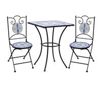 Set de bistro mosaïqué table et 2 chaises terre cuite/blanc de jardin vidaXL