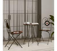 Set de bistro mosaïqué table et 2 chaises terre cuite/blanc de jardin vidaXL