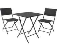 set de bistrot 3 pièces en poly rotin noir - Meubles de jardin