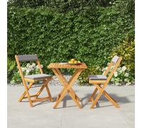 set de bistrot 3 pièces pliable avec coussins en bois massif d'acacia