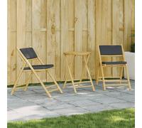 set de bistrot 3 pièces pliable avec coussins gris foncé en bambou