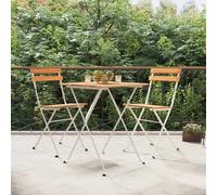 set de bistrot 3 pièces pliable en bois massif d'acacia et acier