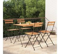 set de bistrot 5 pièces pliable en bois massif d'acacia et acier