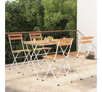 set de bistrot 5 pièces pliable en bois massif d'acacia et acier