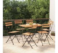 set de bistrot 7 pièces pliable en bois massif d'acacia et acier
