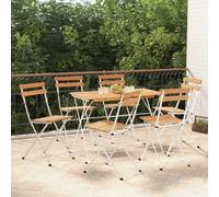 set de bistrot 7 pièces pliable en bois massif d'acacia et acier