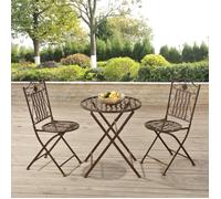 [en.casa] Set de Bistrot Élégant Table Ronde et Chaises Pliables Solide pour Jardin Terrasse Balcon Extérieur Métal Bronze