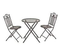 Salon de jardin Premium XL Set de Bistrot Biella pour Jardin Métal Vert Foncé Patine Grise Claire [en.casa]
