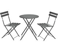 Set de bistrot 'Caprile' 3 pièces pliable acier gris foncé