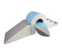 Set De Blocs En Mousse 4 Éléments Avec Petit Pont Blanc, Bleu Clair, Gris
