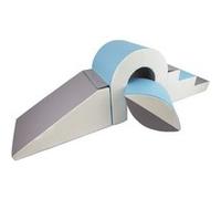 My Velinda - Ensemble de 4 blocs en mousse avec petit pont - Blanc/Bleu clair/Gris