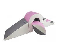 Set De Blocs En Mousse 4 Éléments Avec Petit Pont Blanc, Rose Clair, Gris