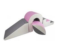 Set De Blocs En Mousse 4 Éléments Avec Petit Pont Blanc, Rose Clair, Gris