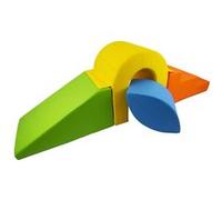 My Velinda Set de blocs en mousse 4 éléments avec petit pont – Jaune/Vert/Bleu/Orange