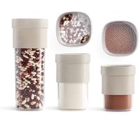 Set De Bocaux De Cuisine Pour Conserver Les Aliments, Flip Storage Set, Beige, Set L/M