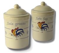 Set de bocaux sel jusqu' et grand en terre cuite décorée, pot à sel avec couvercle, porte-sel, pot de cuisine coq - Colì