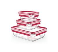 Set de boites clip&close verre rectangulaire et carré - - Rouge - Verre