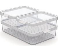Set de boîtes de conservation 3 pièces - Transparent - Blanc - Plastique - avec couvercle