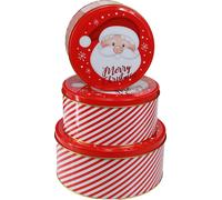 Set de boîtes de Noël Rouge Blanc Métal Set de 3 boîtes à biscuits