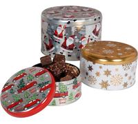 Set de boîtes métalliques de Noël rondes 4 pièces