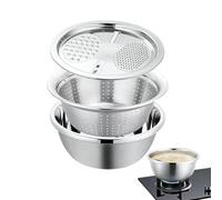 Set de bol égouttoir de cuisine | Bol multifonction pour laver les fruits avec râpe - Passoire d'aliments en acier inoxydable | pour maison, cuisine, restaurant, préparation de repas et salades