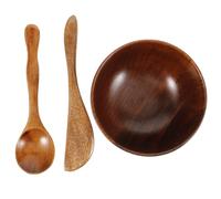 Set de Bol pour Masque Visage en Bois, Spatule de Mélange Marron | Kit 1 Pièce, Léger et Portable, Usage Maison ou Déplacement Professionnel