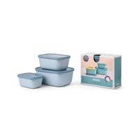 Mepal - Ensemble de 3 bols multifonctions Cirqula Rectangulaire - Boîtes de Hermétique avec Couvercle - Convient pour le Réfrigérateur, Micro-ondes & Congélateur - 750, 1500, 3000 ml - Nordic Blue