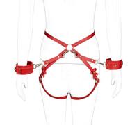 Set de bondage ajustable avec menottes et sangles de cuisses - Harnais croisé BDSM pour couples, idéal pour jeux de rôle intenses et positions créatives