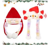Set de bonnets de Noël Père Noël LED, oreilles mobiles 2p.