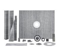 Set de bord de douche 1219x1524mm - Set de receveur de douche avec bride centrale en PVC - membrane étanche - grille en acier inoxydable - joint d'étanchéité - barres de pente - aide au montage