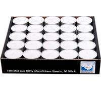 Kerzenfarm Lot de 50 Bougies chauffe-plat 100% stéarine végétale Blanc