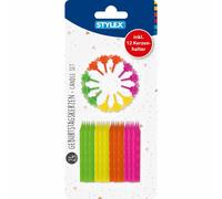 Set de bougies d'anniversaire+12supports 10700 couleurs assorties. 24 bougies