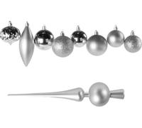 Set de boules de différentes formes avec embout pour sapin de Noël, 19 pièces.
