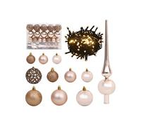 Set de Boules de Noël avec Pic et 150 LED 61 pcs Arbre Ornement de Noël Décoration de Vacances Décoration de Noël Jardin Doré Rose