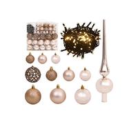 vidaXL Set de Boules de Noël avec Pic et 300 LED 120 pcs Arbre Ornement de Noël Décoration de Vacances Décoration de Noël Jardin Doré Rose rose et doré G