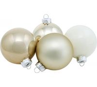 Set de boules de Noël blanc/nacré Ø6cm verre véritable Décoration d'arbre de Noël 24pcs. pendentifs de décoration