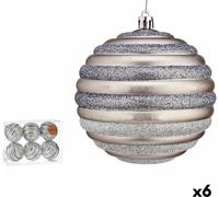 Set de boules de Noël de cercles 10 cm en plastique argent (6 pièces)