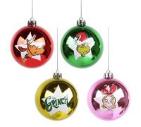 Set de Boules de Noël du Grinch, Ornements de Sapin de Noël, Plastique 4 pièces