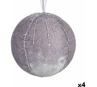 Set de boules de Noël en polyester argenté 12 x 12 x 12 cm (4 pcs)