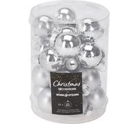 Set de boules de Noël en verre 24 pcs, ø 2,5 cm, brillant/argent mat